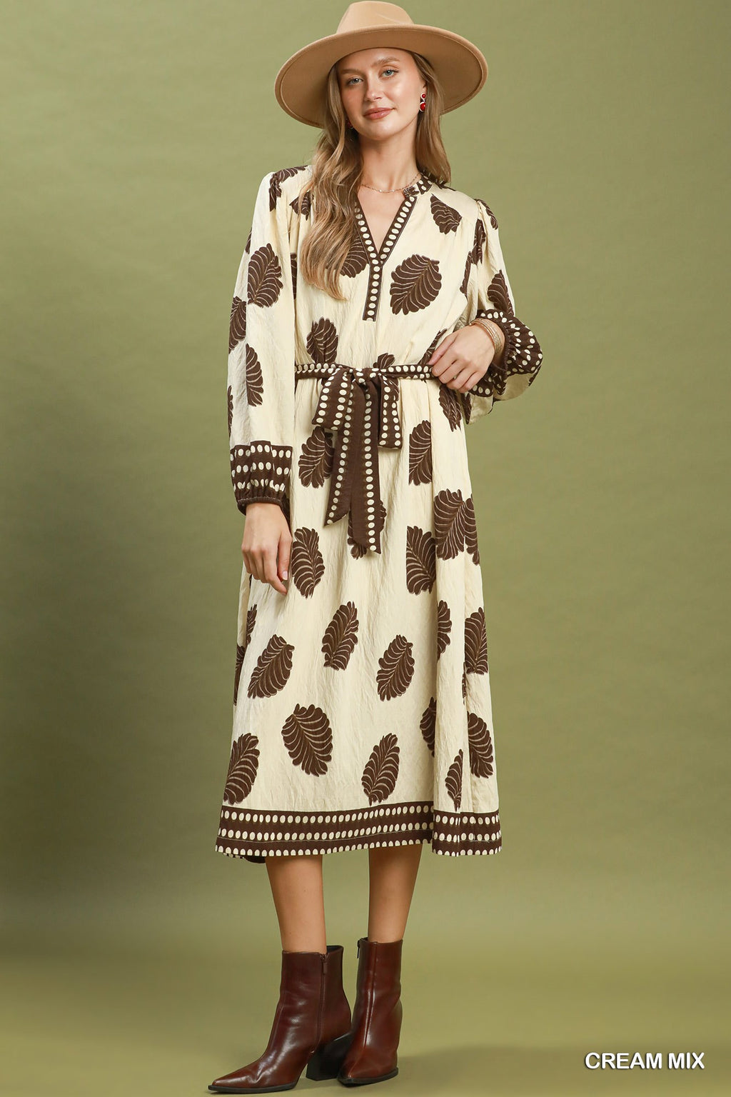 Umgee Mix Leaf Midi Dress