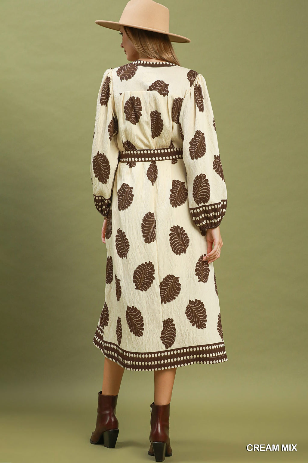 Umgee Mix Leaf Midi Dress