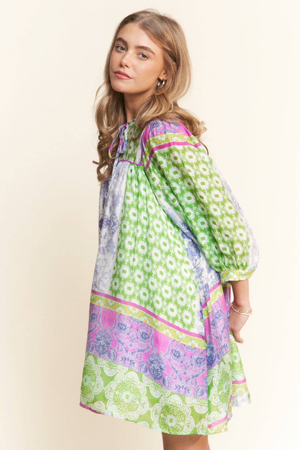 J.NNA Multi Pattern Mini Dress