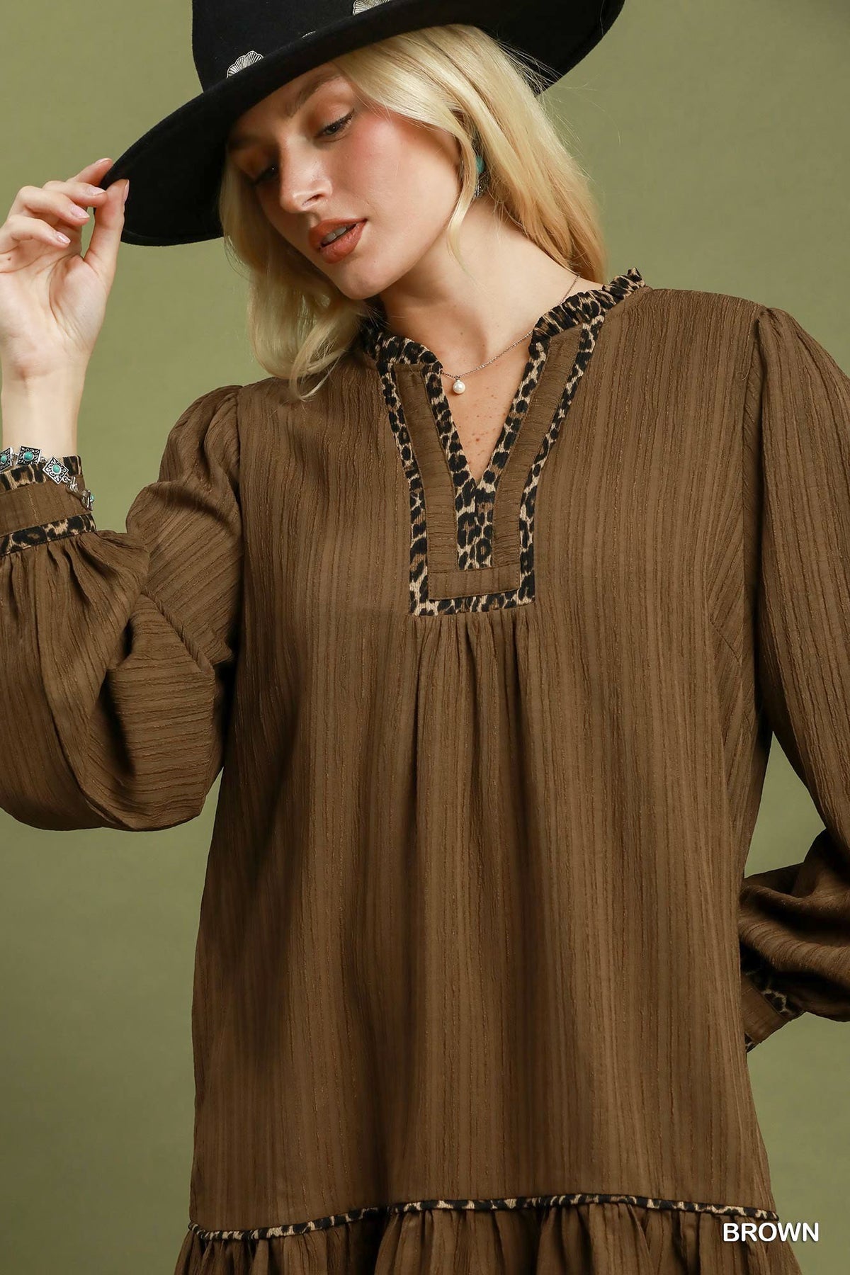 Umgee Textured Ruffle Hem Dress