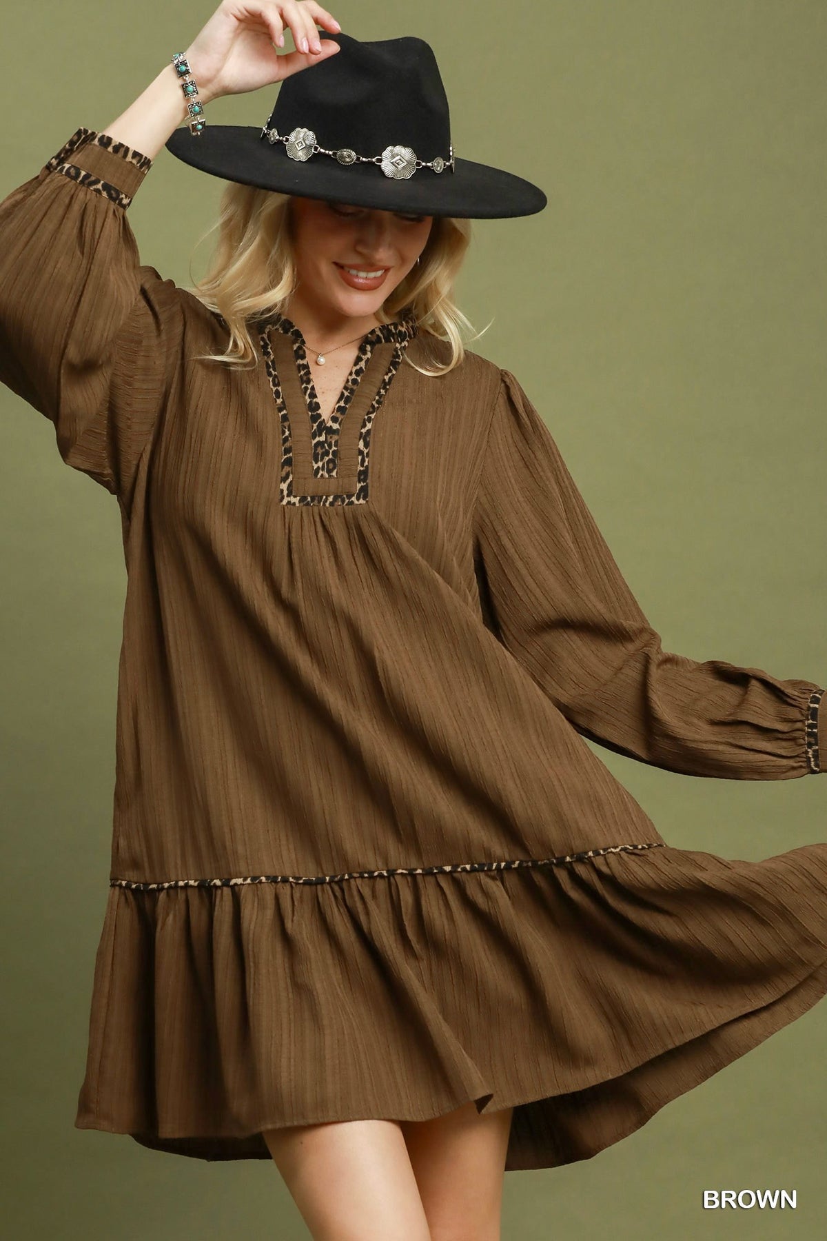 Umgee Textured Ruffle Hem Dress