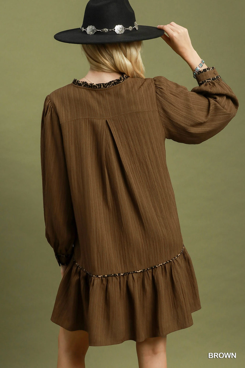 Umgee Textured Ruffle Hem Dress