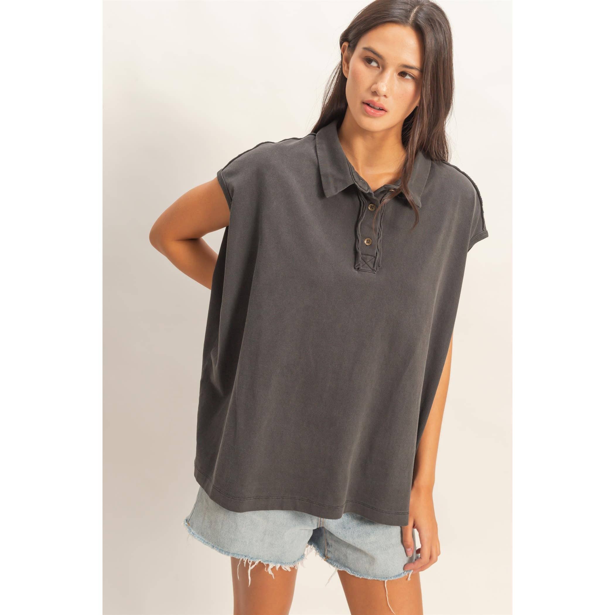 Double Zero Sleeveless Oversized Top