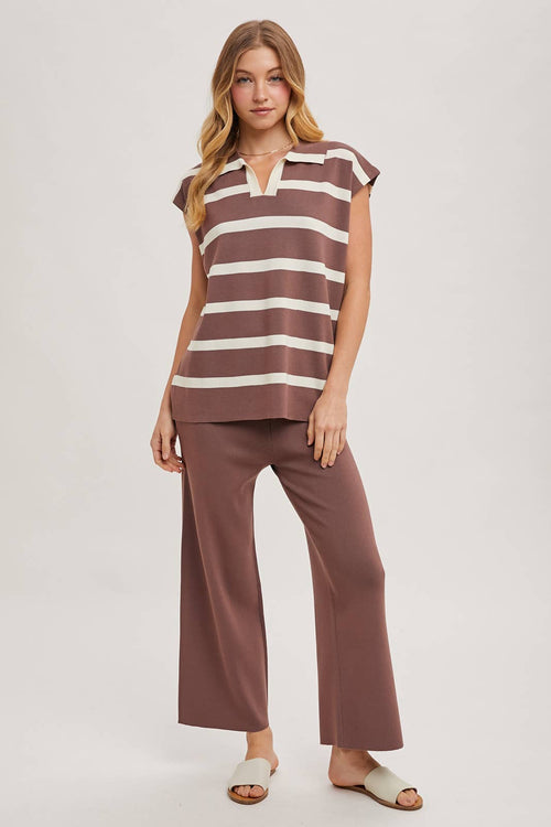 Bluivy Striped Polo Pants Set