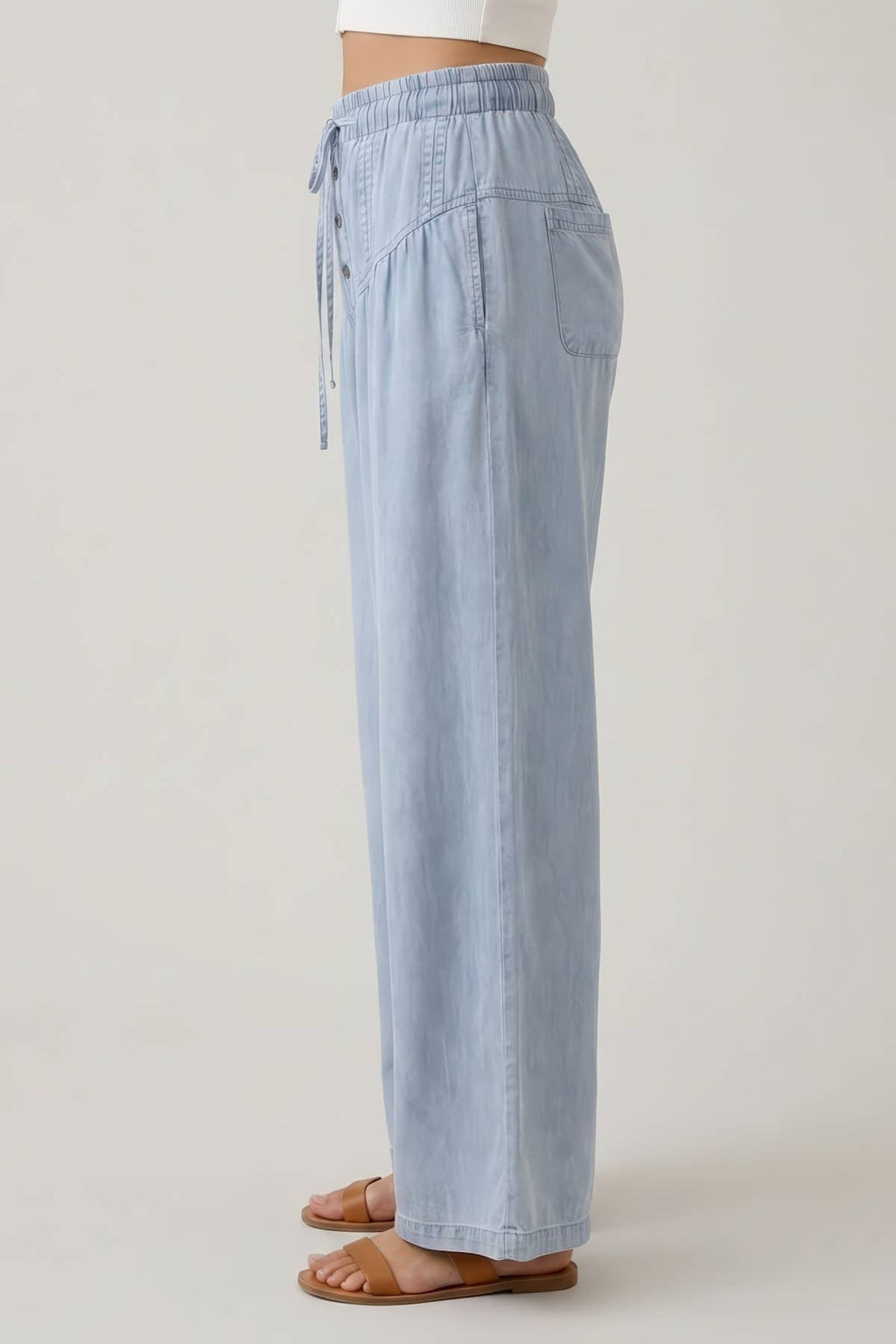 Doe & Rae Chambray Wide Leg Pants