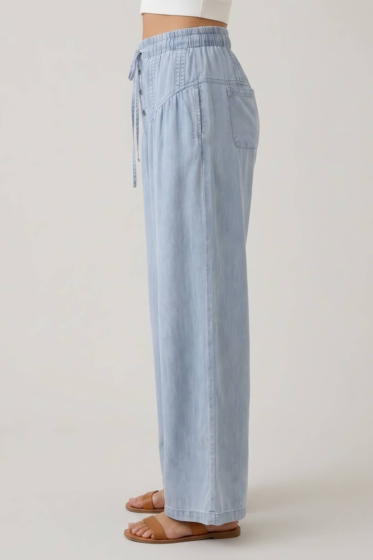 Doe & Rae Chambray Wide Leg Pants