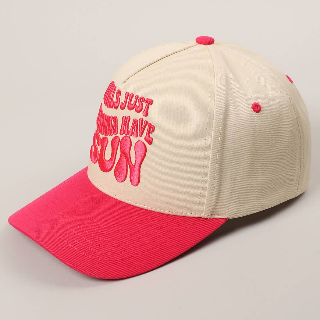 Girls Just Wanna Have Sun 3D Text Embroidery Two-Tone Cap