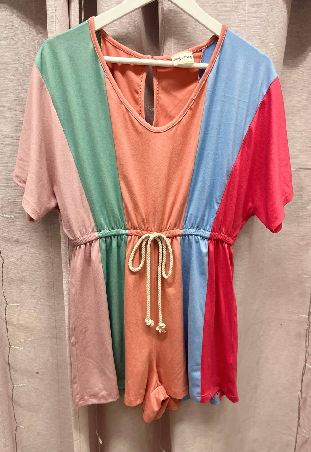 lovely melody Color Block Romper