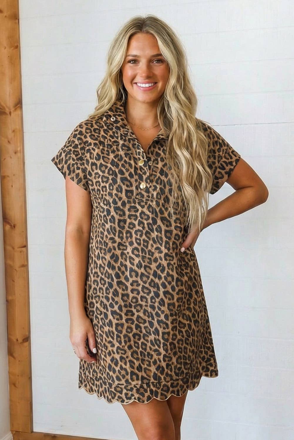 LA Society Scalloped  Leopard Dress