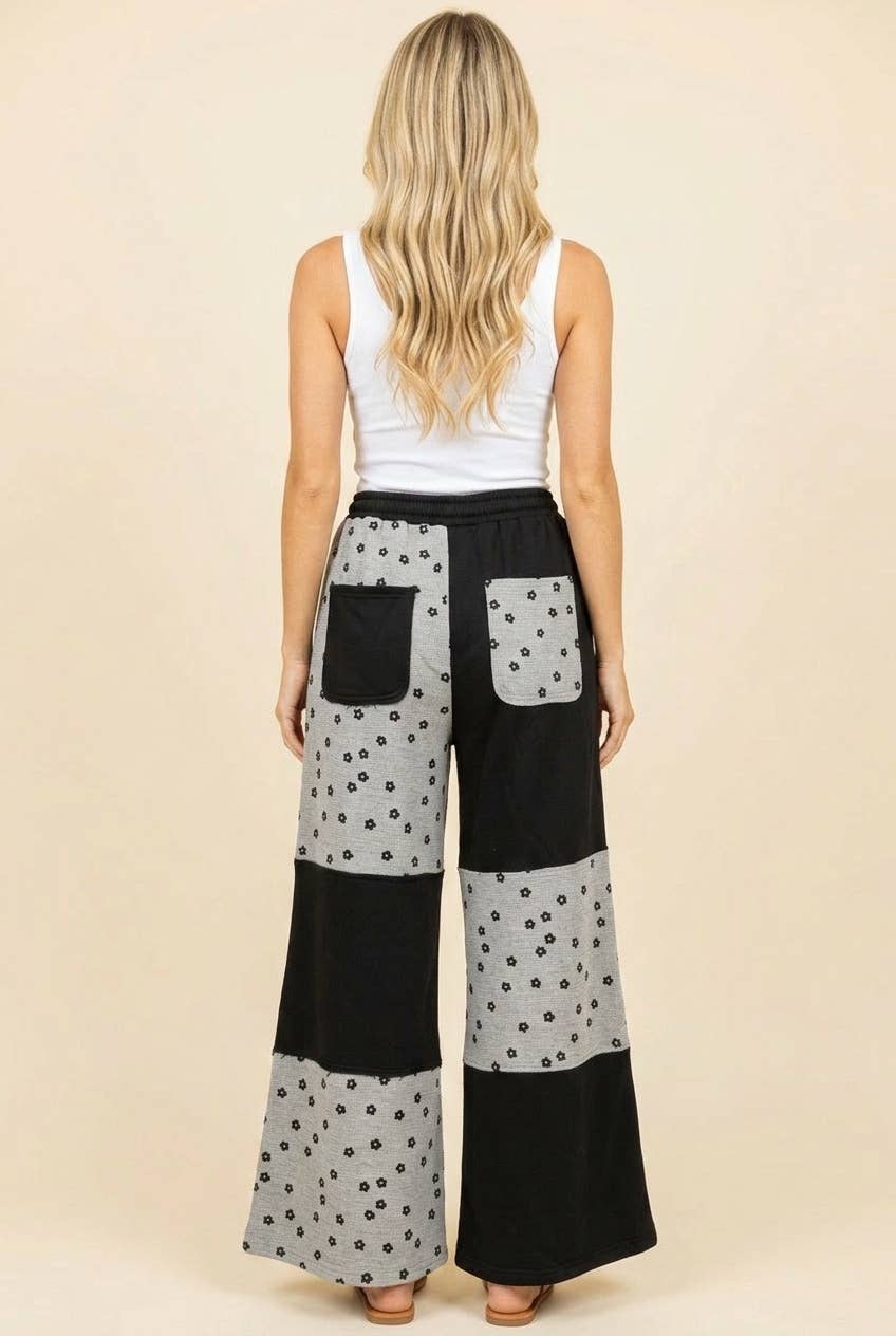 Heimish Floral Patchwork Waffle Knit Pants