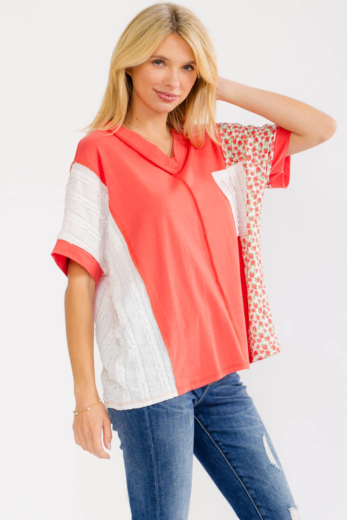 7th Ray PLUS Textured V-Neck