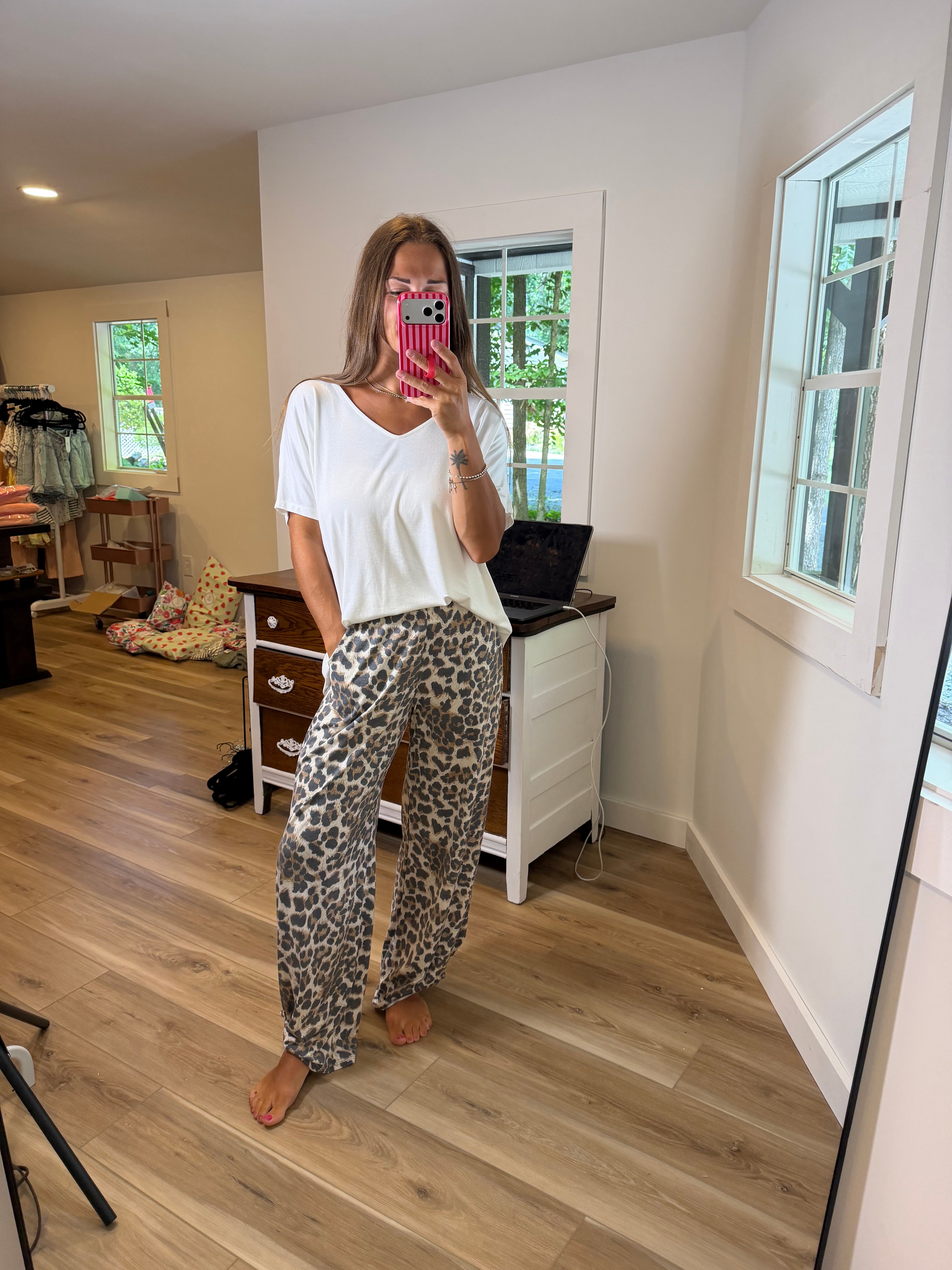 7th Ray Leopard Split-Side Pants