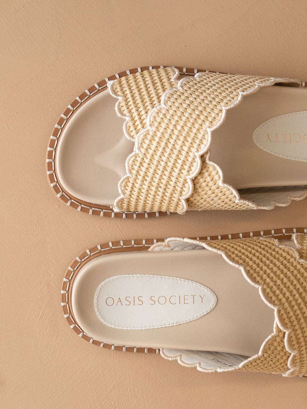 The Fabby | Beige Double Strap Raffia Slide