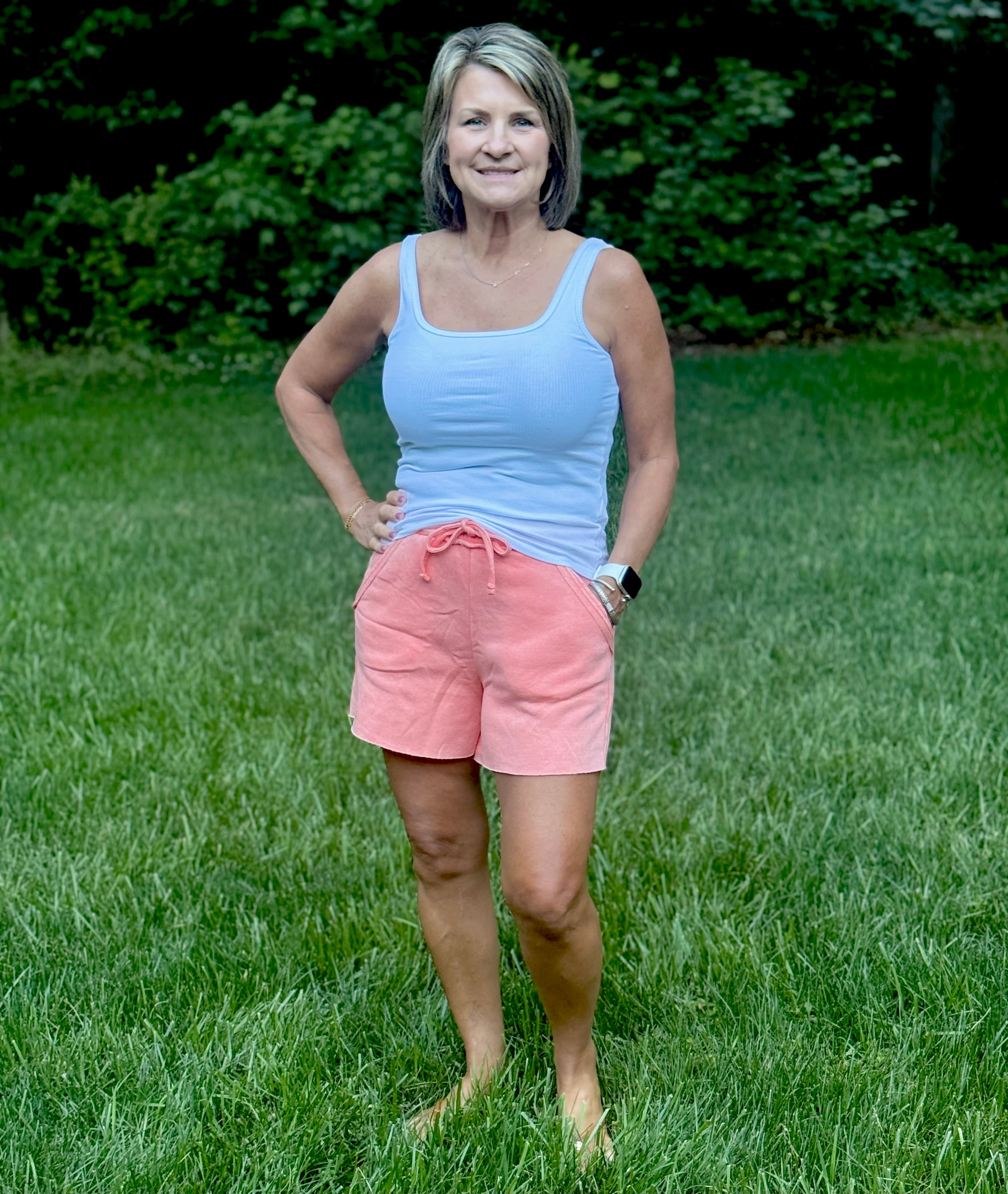 Zenana Acid Wash Fleece Drawstring Shorts With Pockets