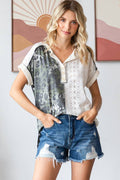 PLUS 7th Ray Camo Animal Lace Contrast Top