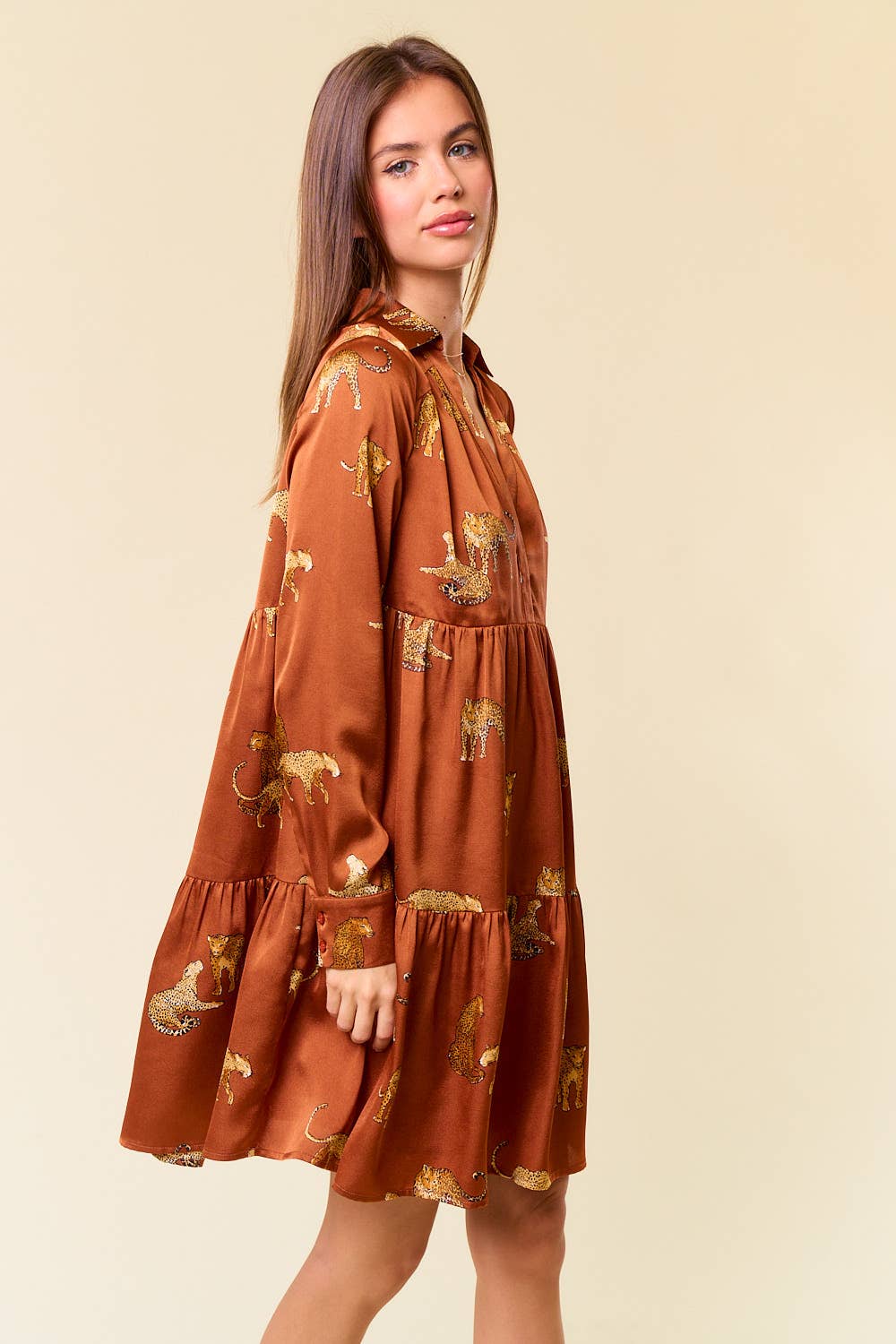 Doe & Rae Satin Cheetah Dress