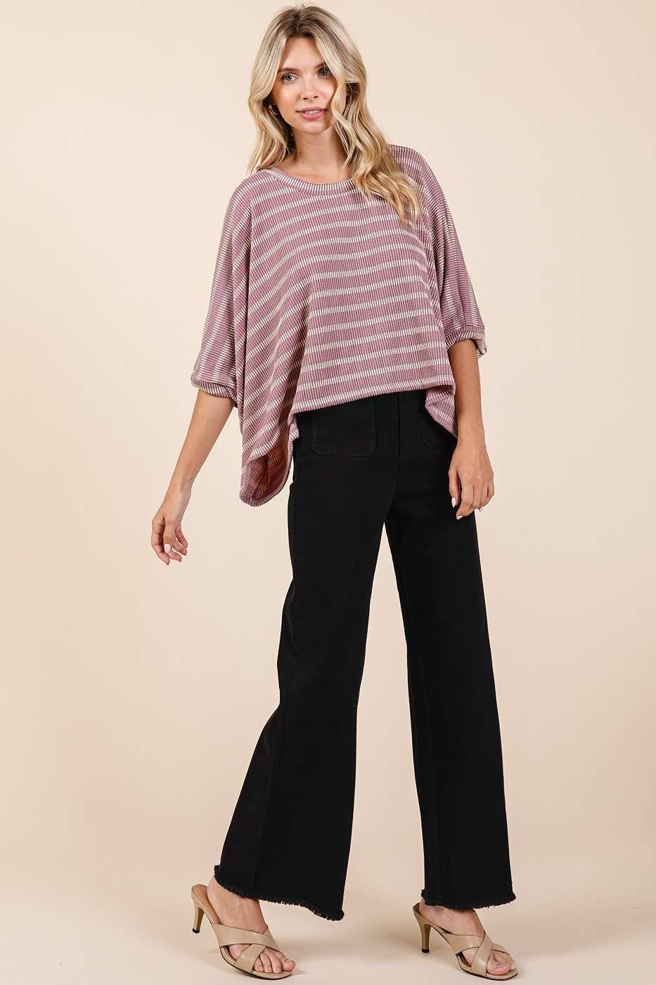 Mitto Shop Striped Print Top