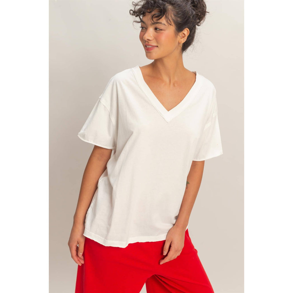 Double Zero V-Neck Oversized Tee