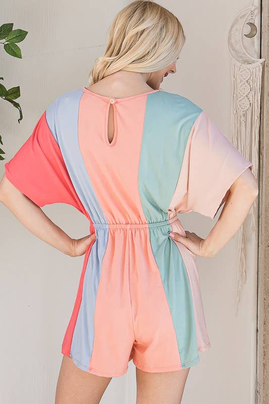 lovely melody Color Block Romper