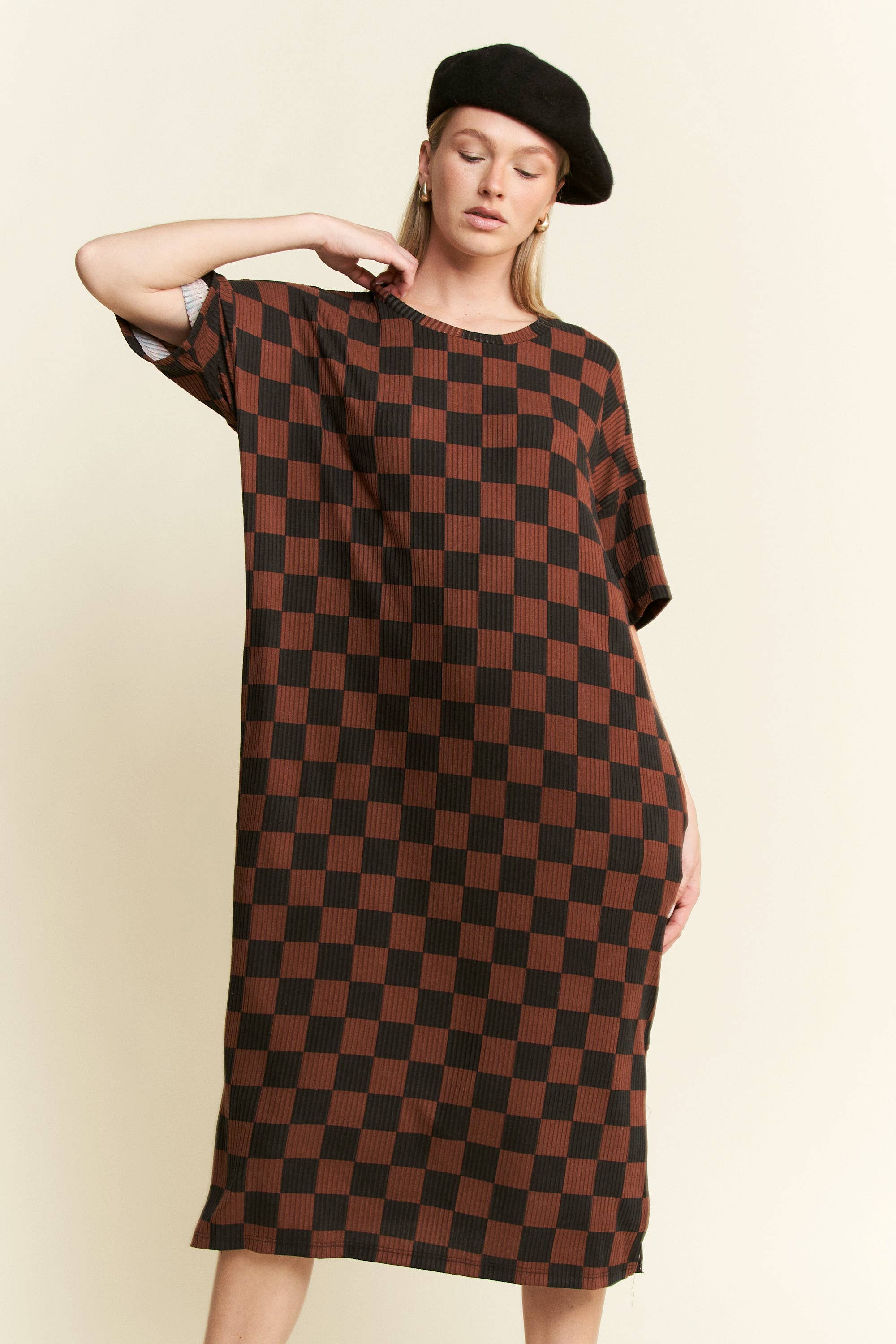 Jade By Jane Checkerboard Midi Dress