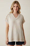 HEIMISH Relaxed V-Neck Textured Top