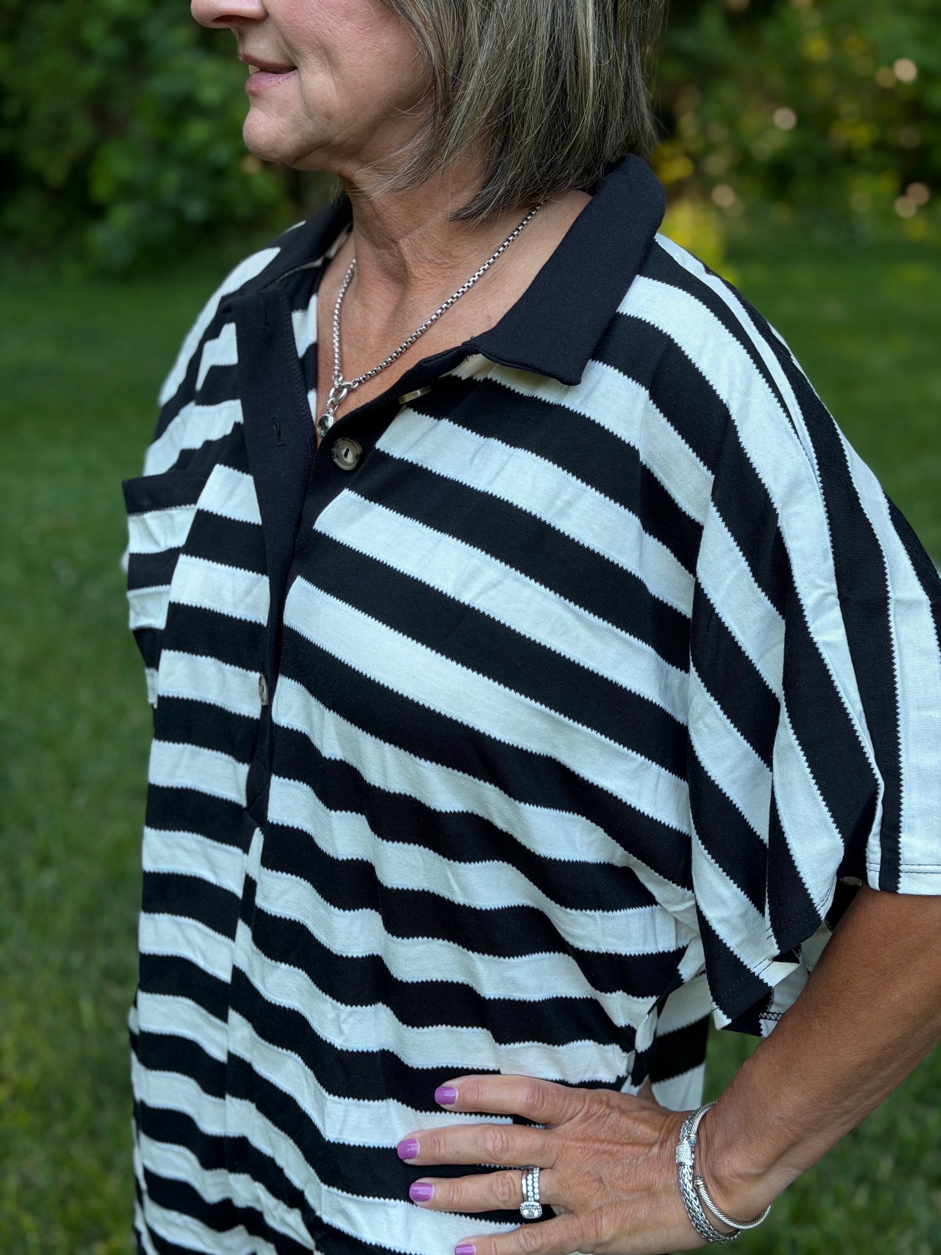 BUCKETLIST Striped Oversized Romper
