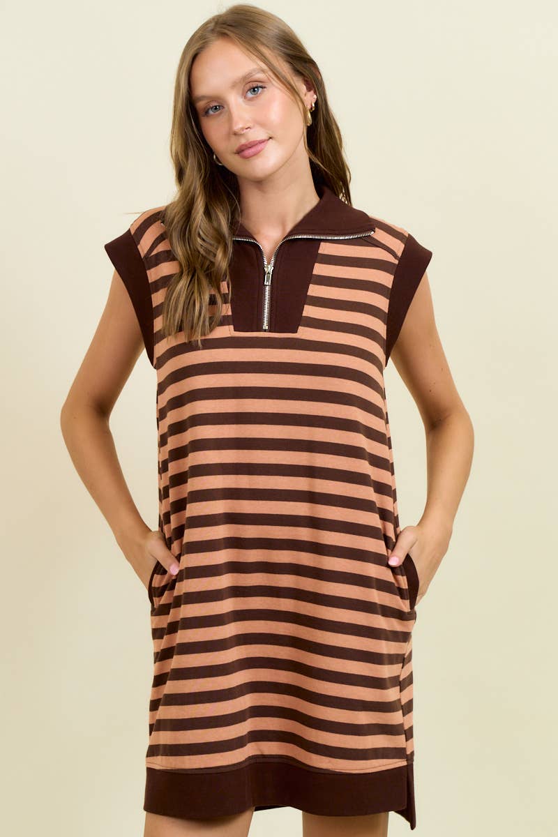 Doe & Rae Half-Zip Mini Dress