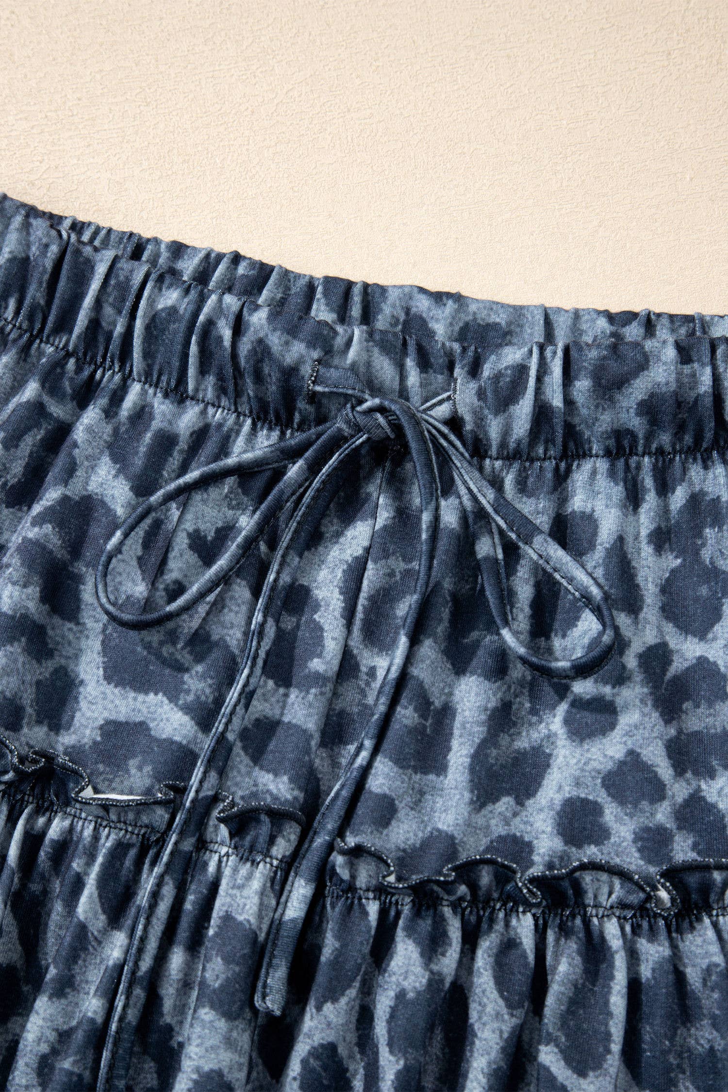 66DISCO Leopard Print Frilled Drawstring Wide Leg Pants
