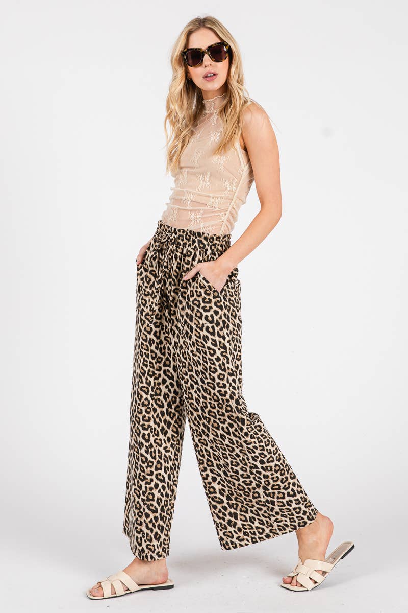 Sewn & Seen Leopard Print Wide-Leg Pants