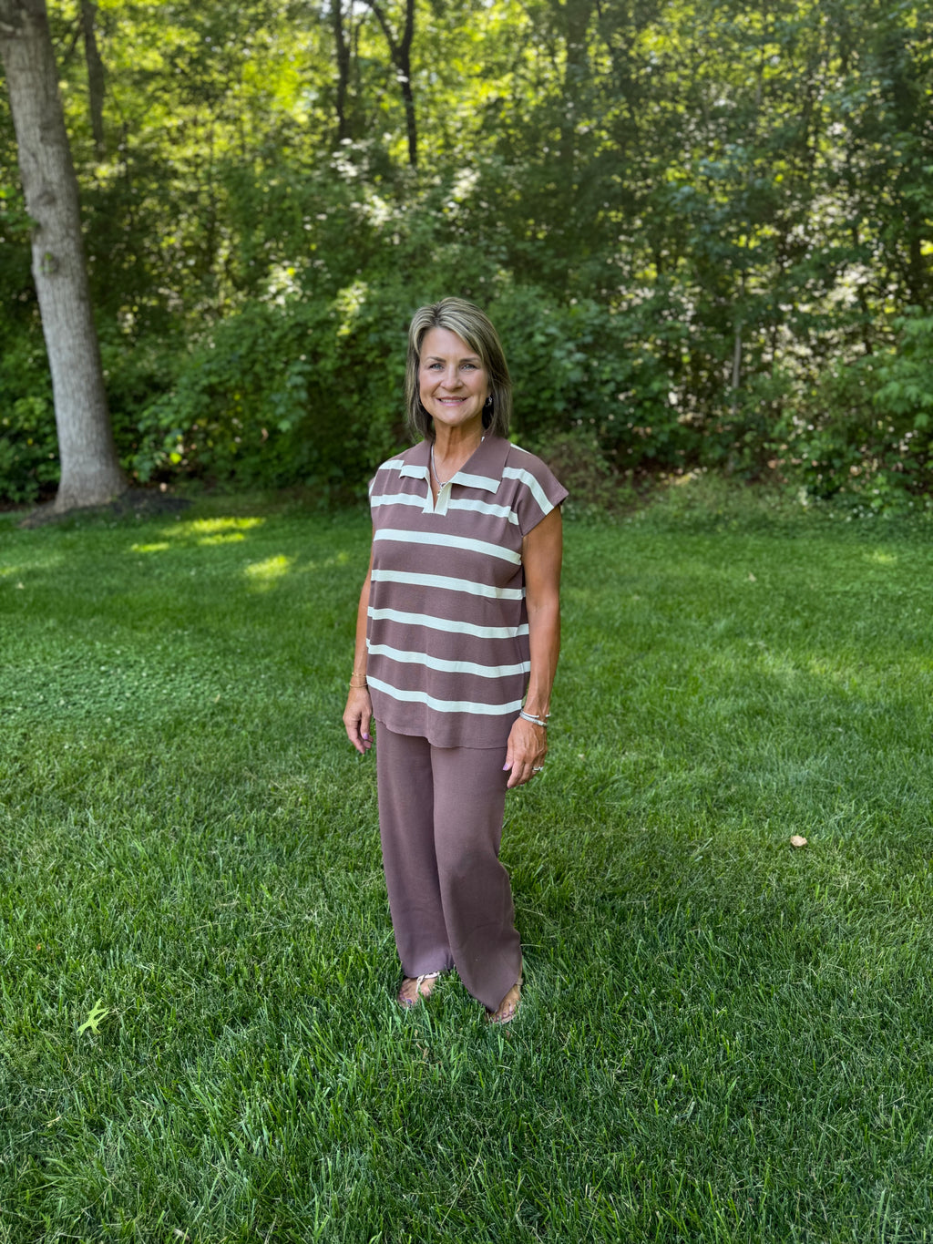 Bluivy Striped Polo Pants Set