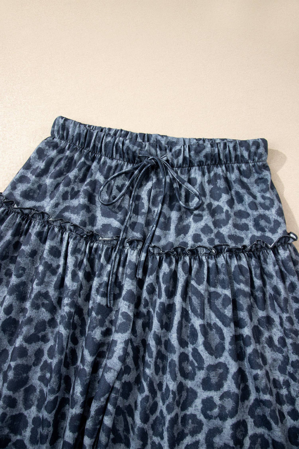 66DISCO Leopard Print Frilled Drawstring Wide Leg Pants