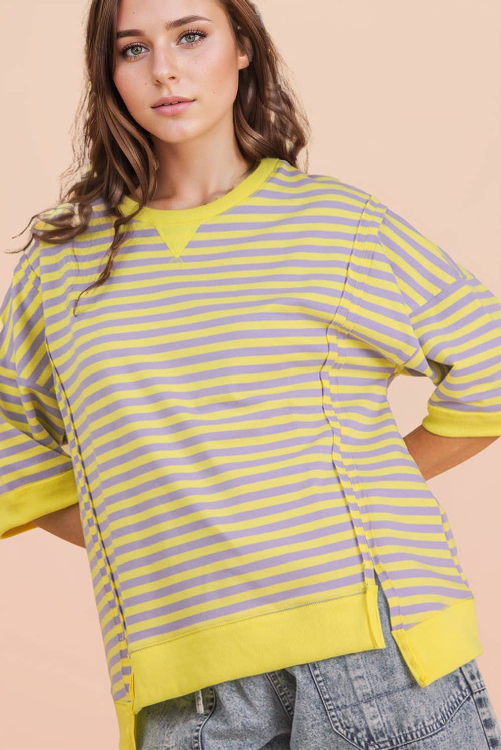 VERY J Oversized Stripe Top