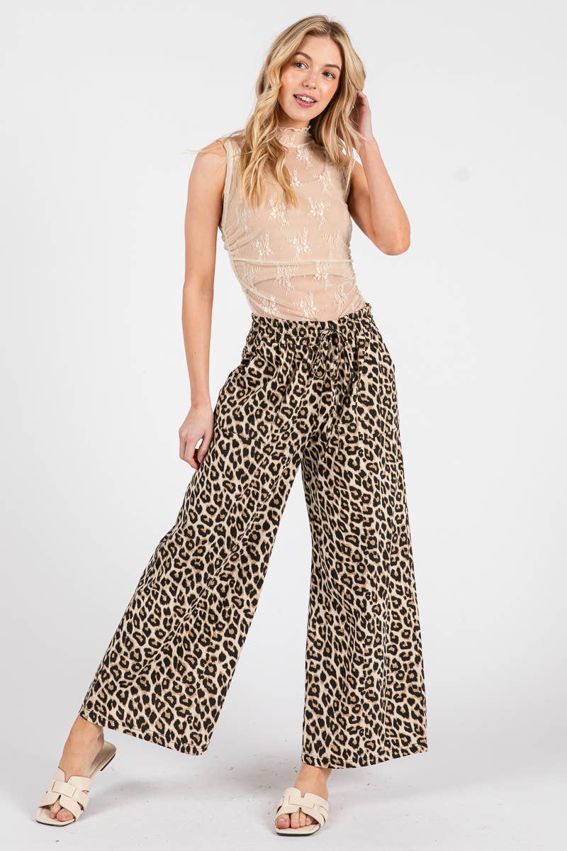 Sewn & Seen Leopard Print Wide-Leg Pants