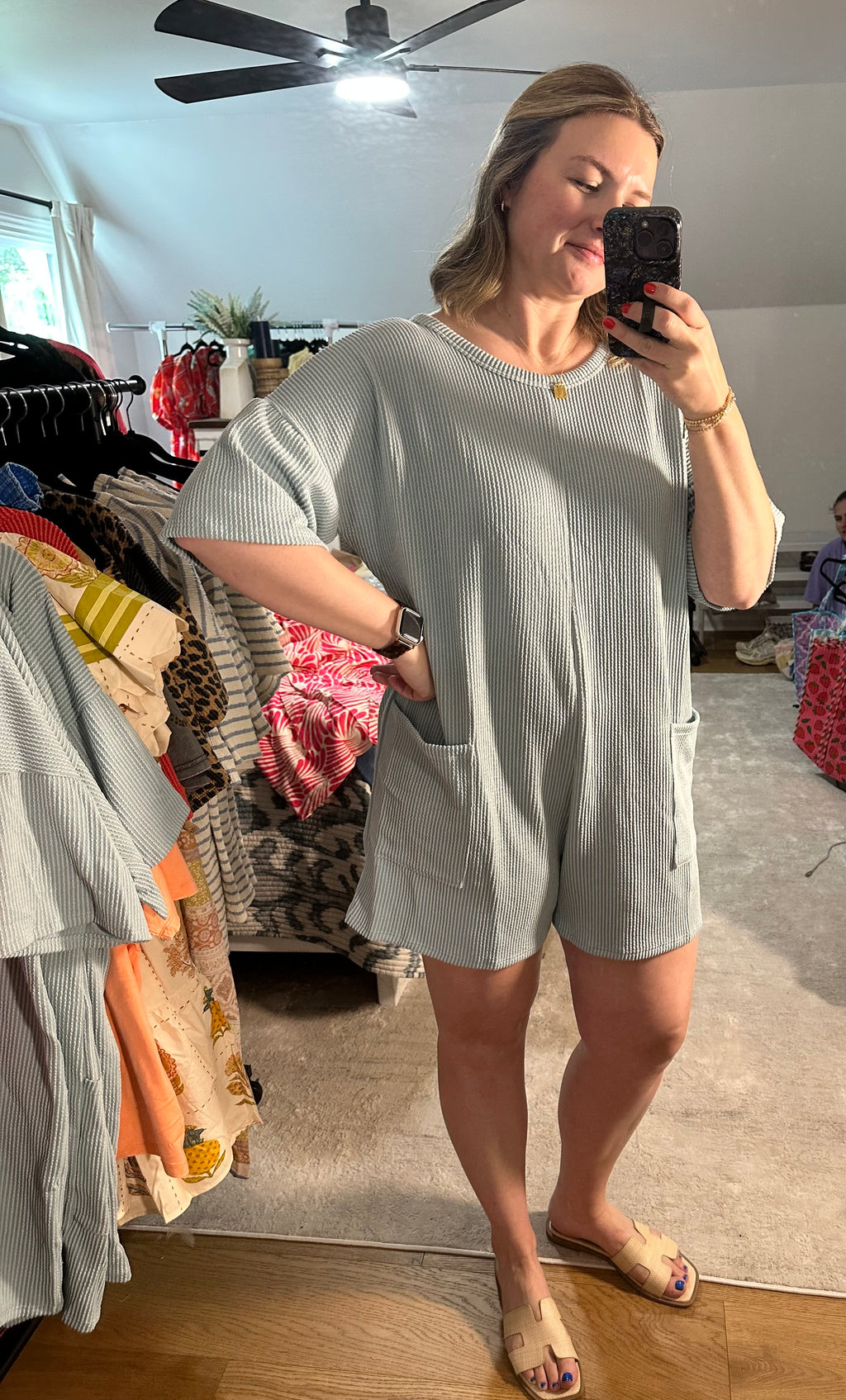 PLUS - HEIMISH SHORT SLEEVE RIBBED ROMPER