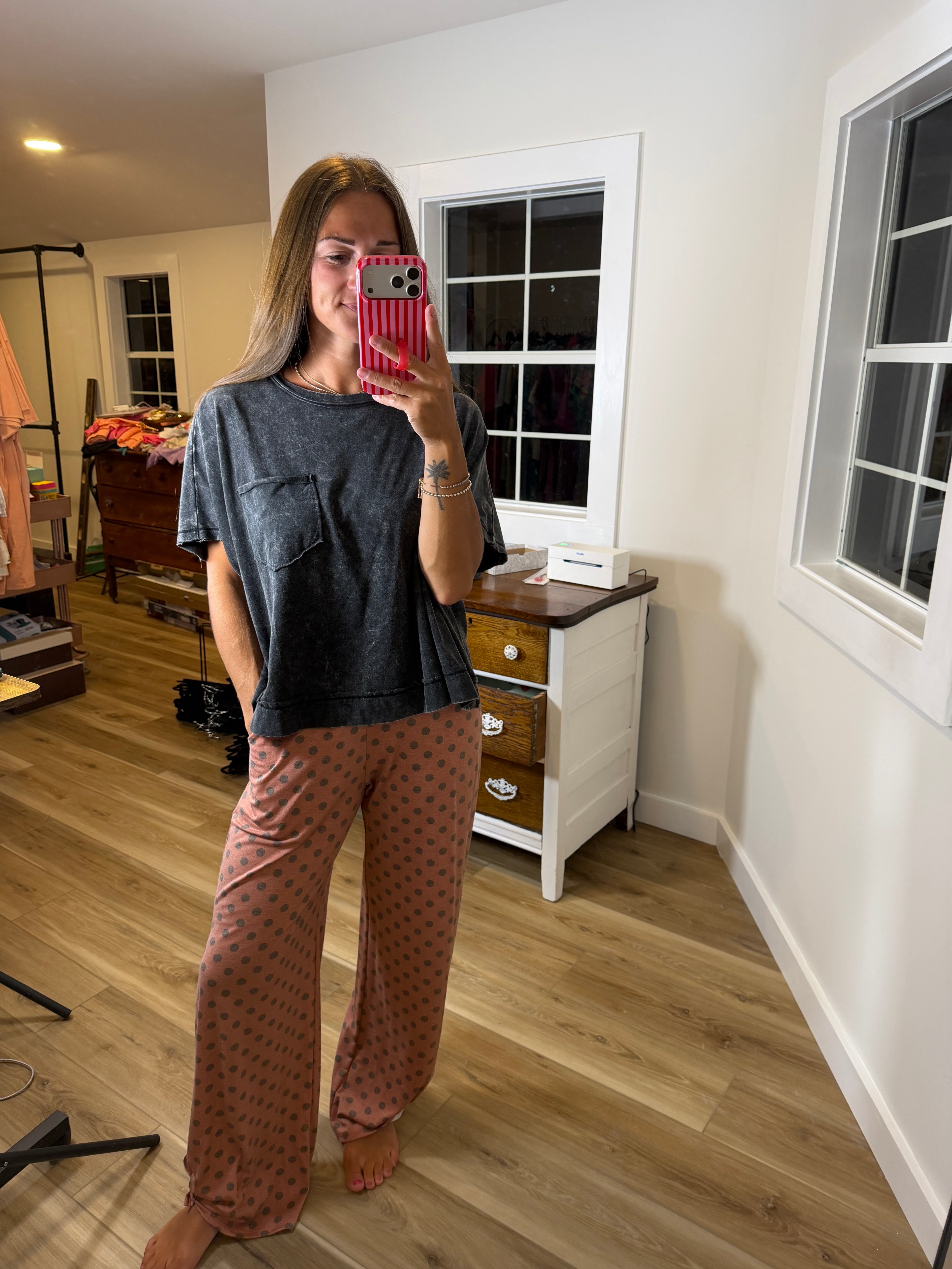 7th Ray Polka Dot Split-Side Pants