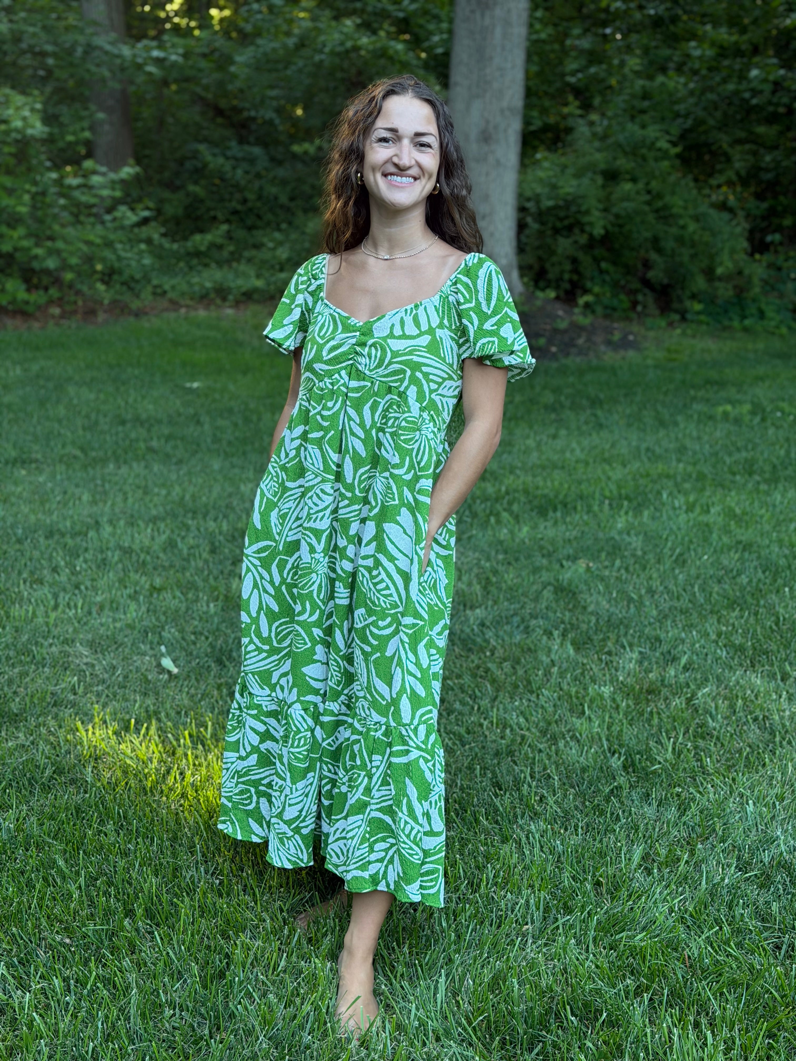 easel maxi dress EASEL Tropical Printed Knit Popcorn Maxi Dress – Nona Lane Boutique