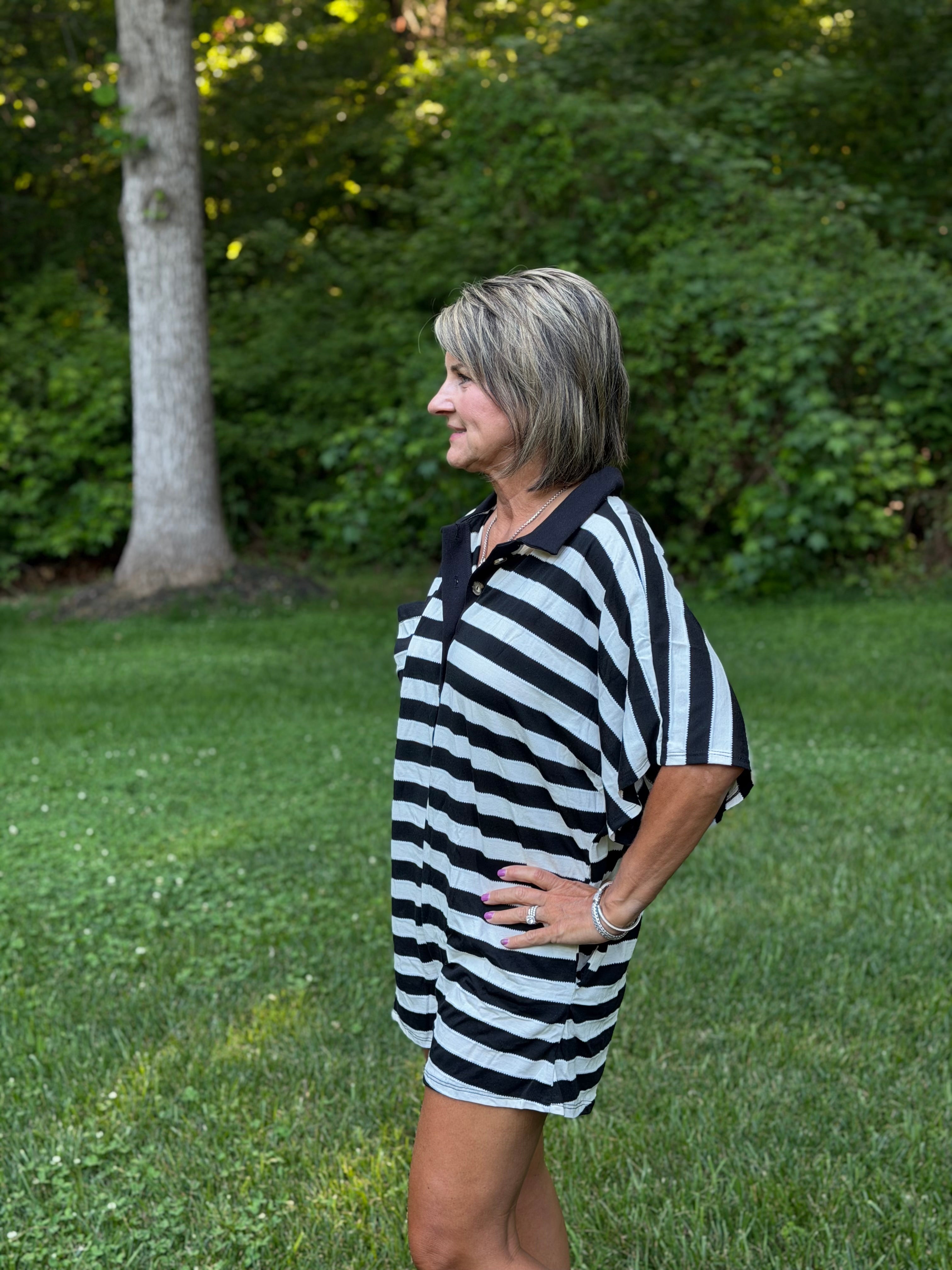 BUCKETLIST Striped Oversized Romper
