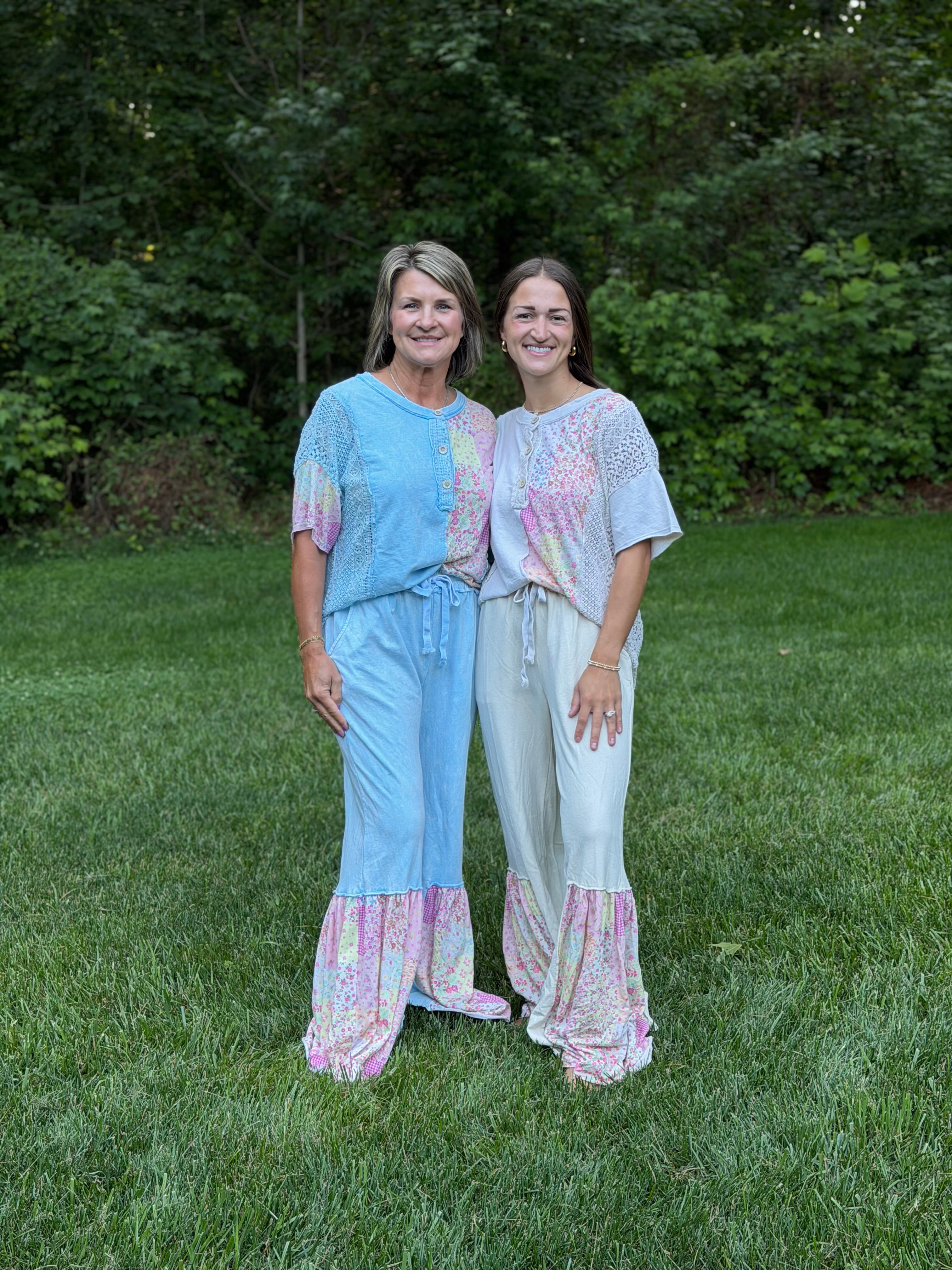J.Her Floral & Crochet Flare Pants