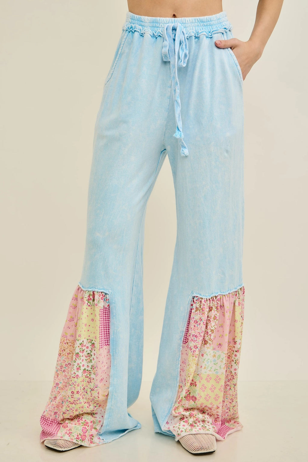 J.Her Floral & Crochet Flare Pants