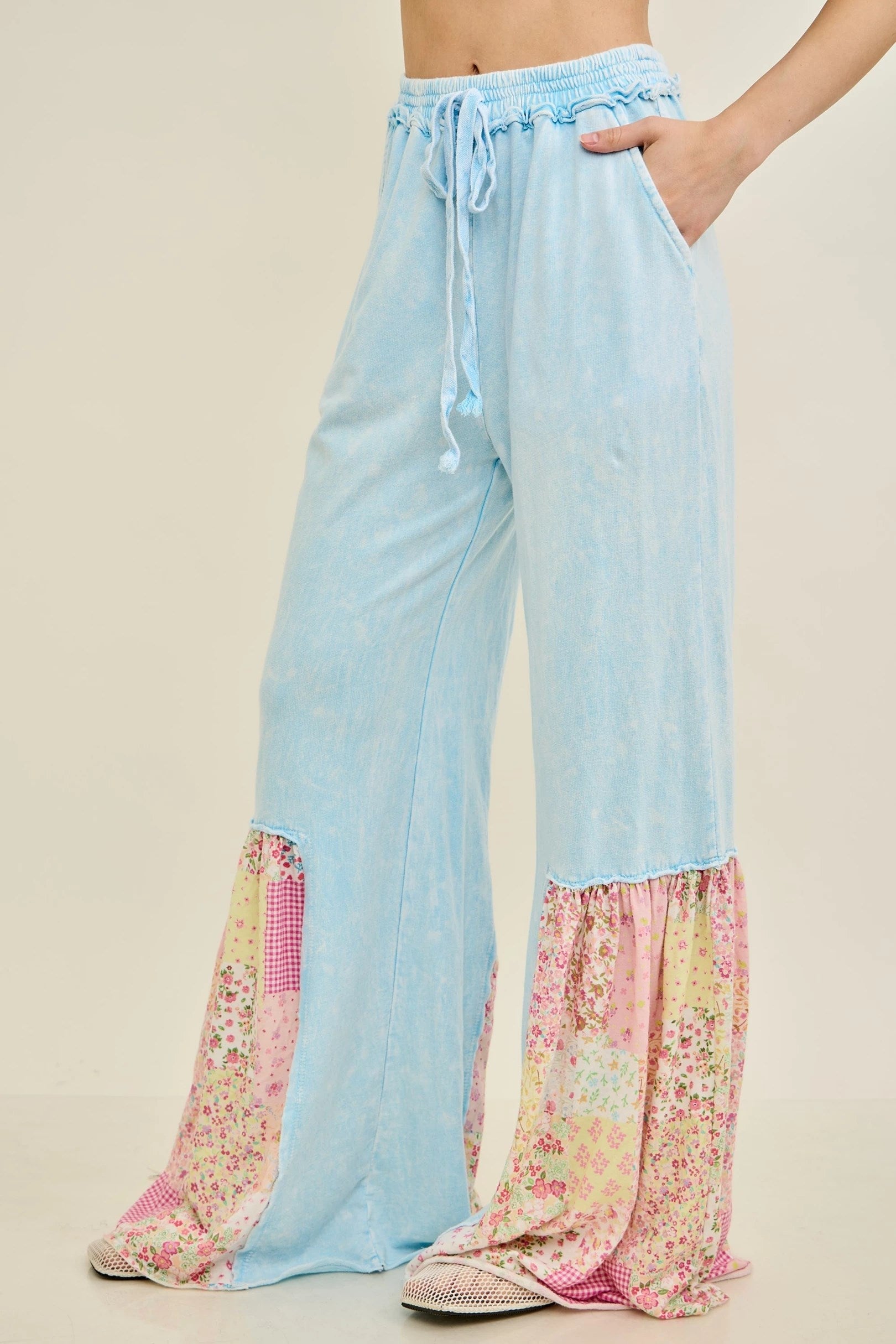 J.Her Floral & Crochet Flare Pants
