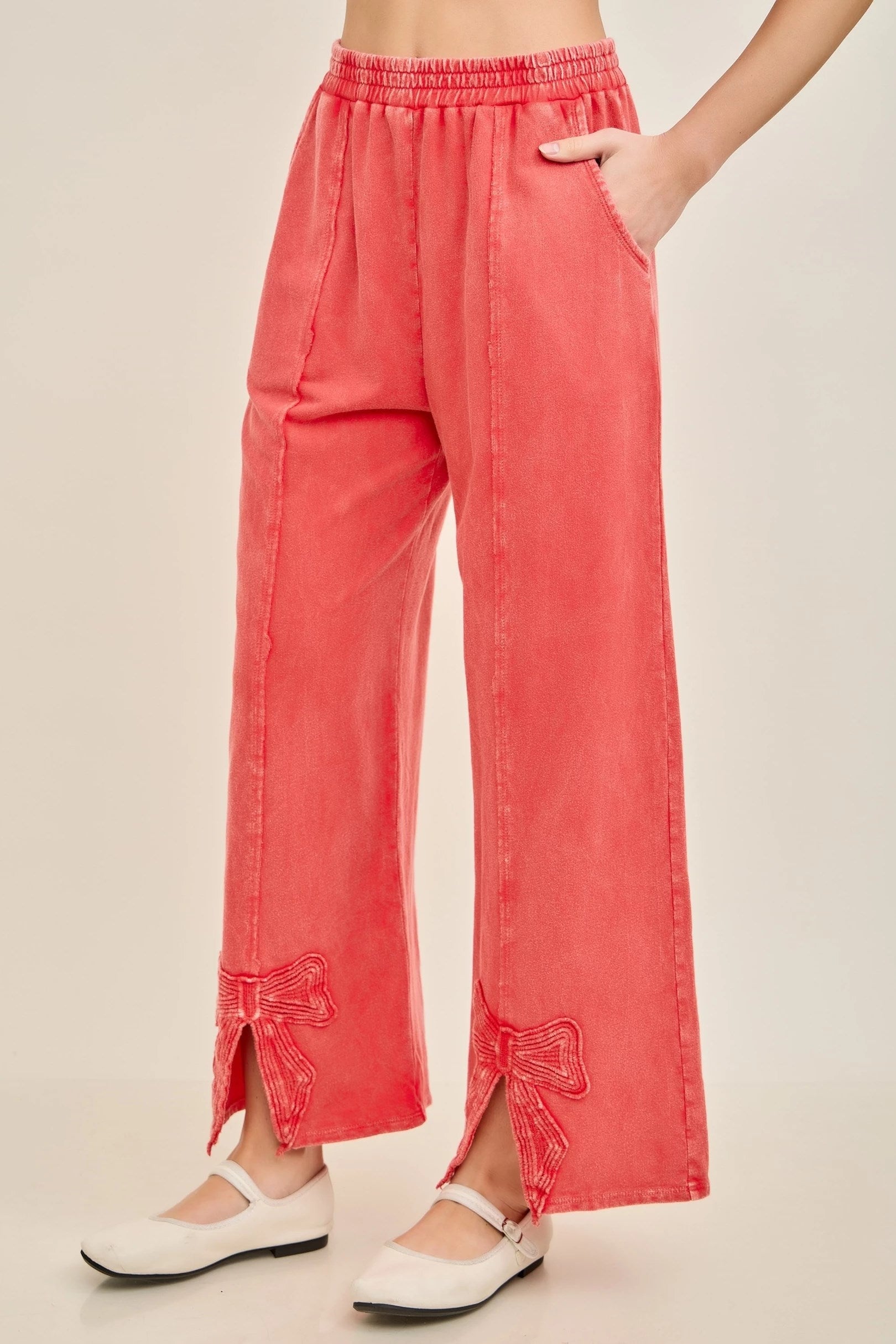 J.Her Mineral Washed Bow Trim Pants