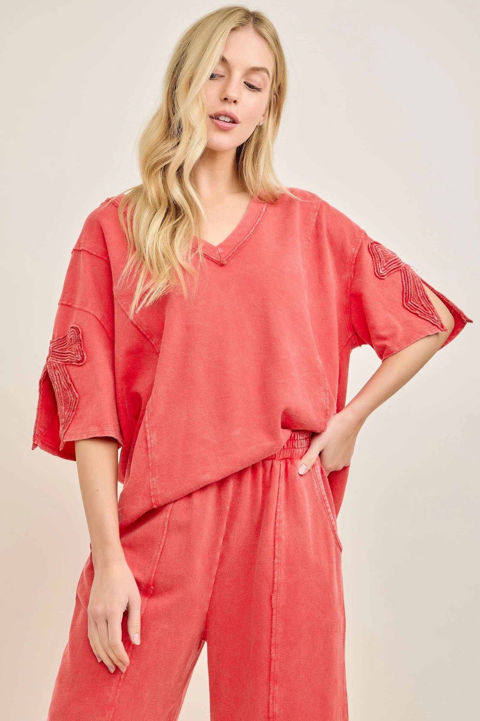 J.Her Mineral Washed Bow Trim Top