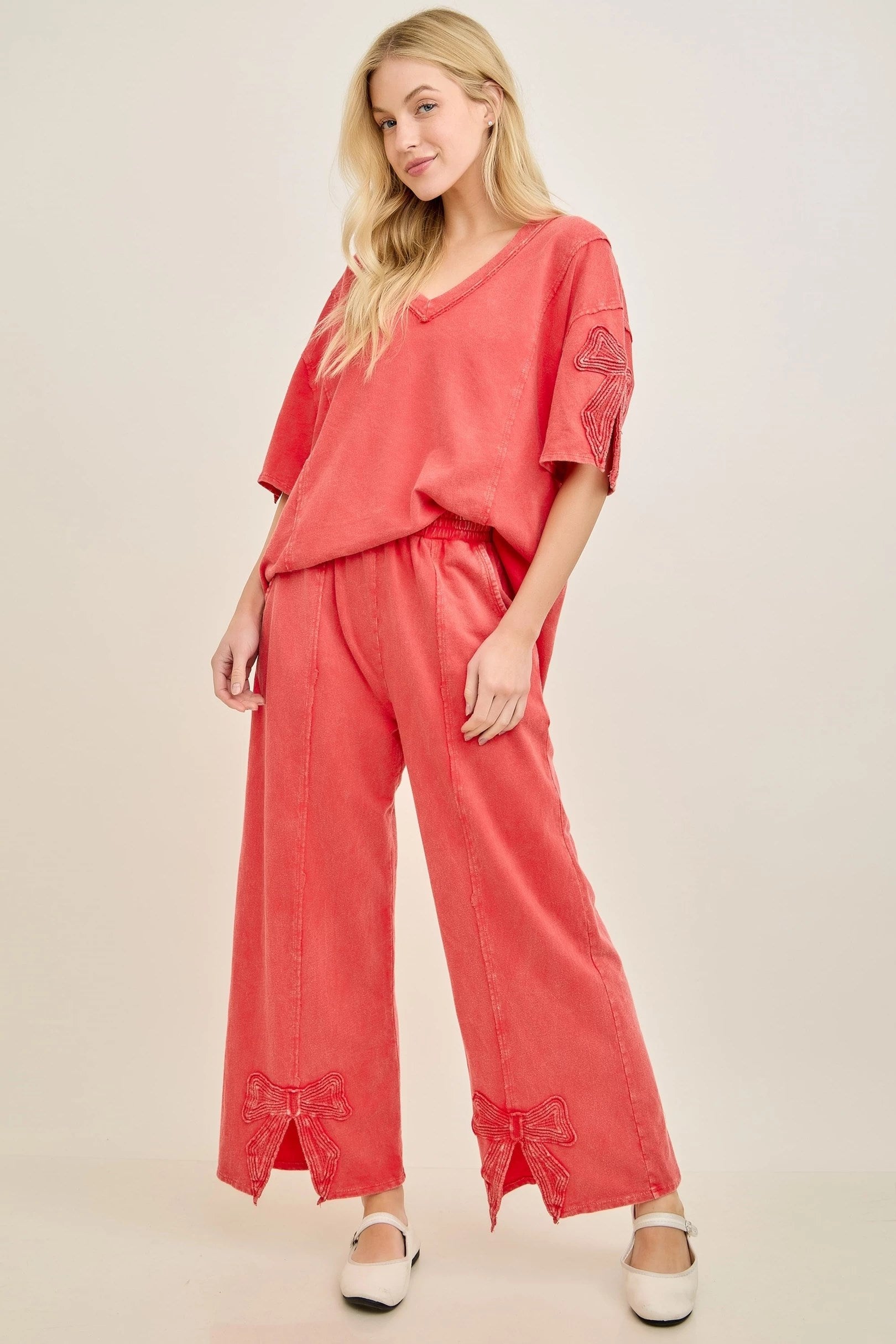 J.Her Mineral Washed Bow Trim Top