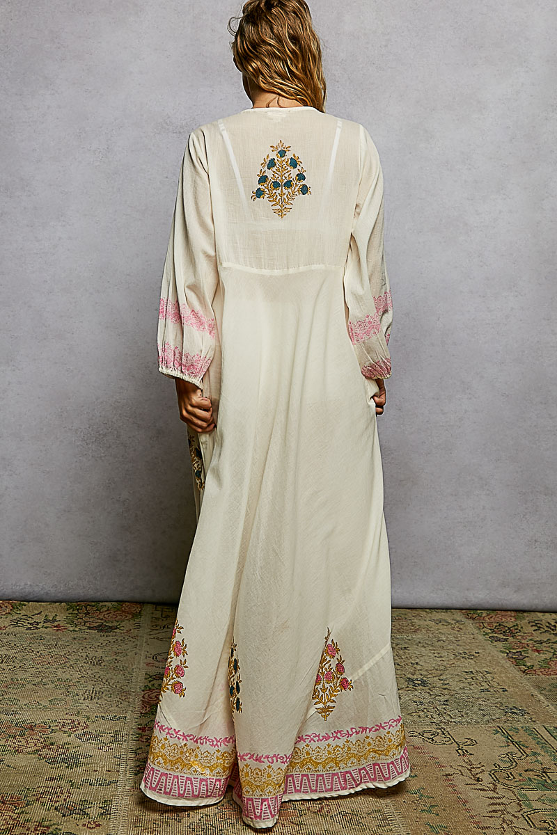 POL Balloon Sleeve Embroidered Dress