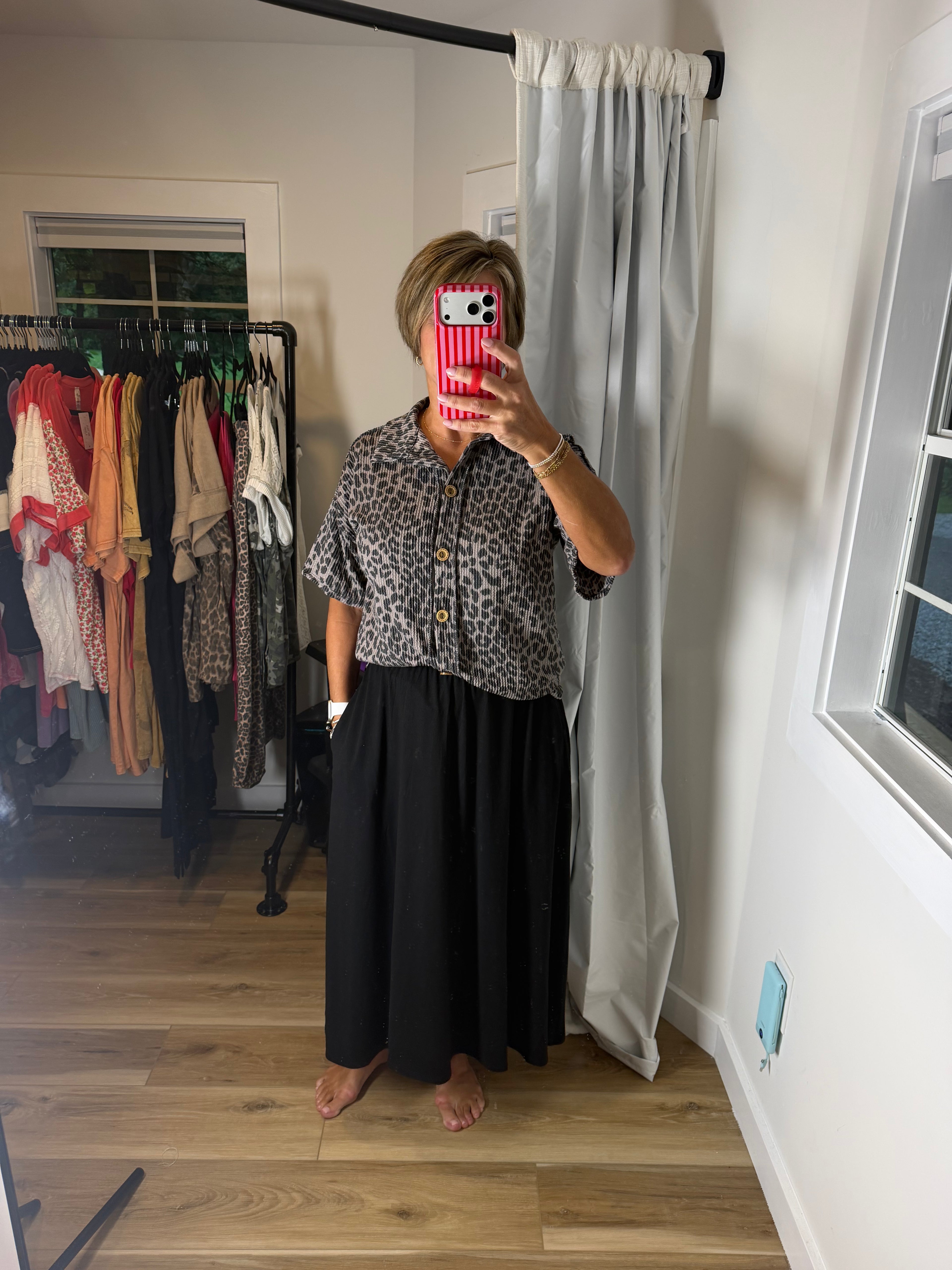 Heimish Leopard Button Up Top