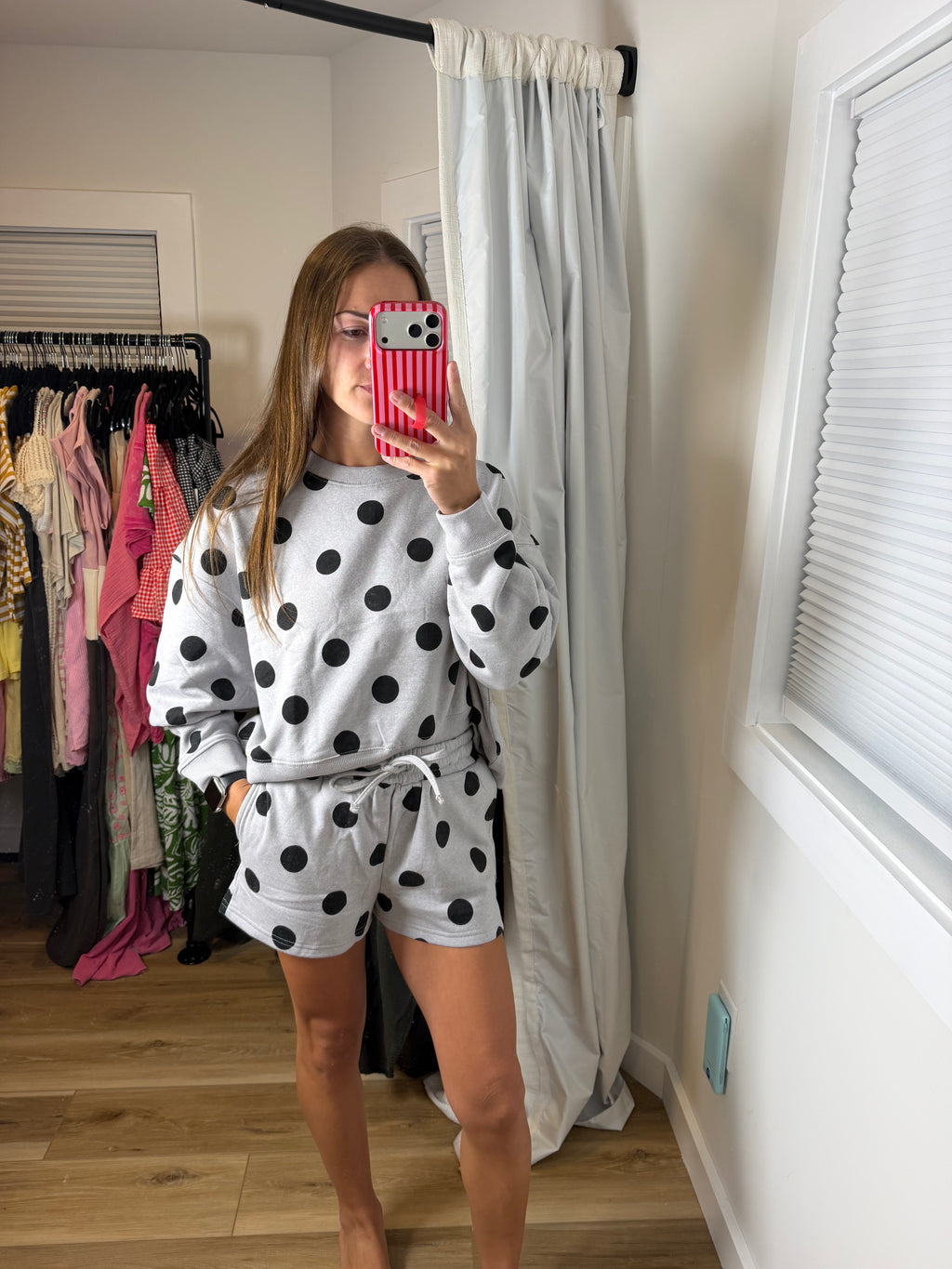 Zenana Polka Dot Fleece Set