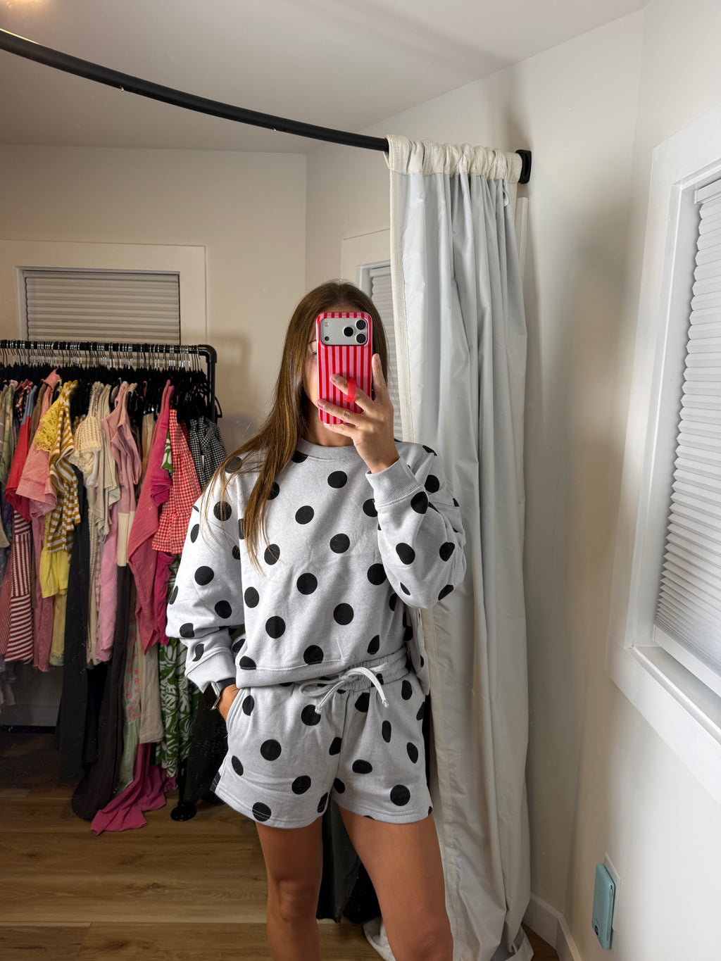 Zenana Polka Dot Fleece Set