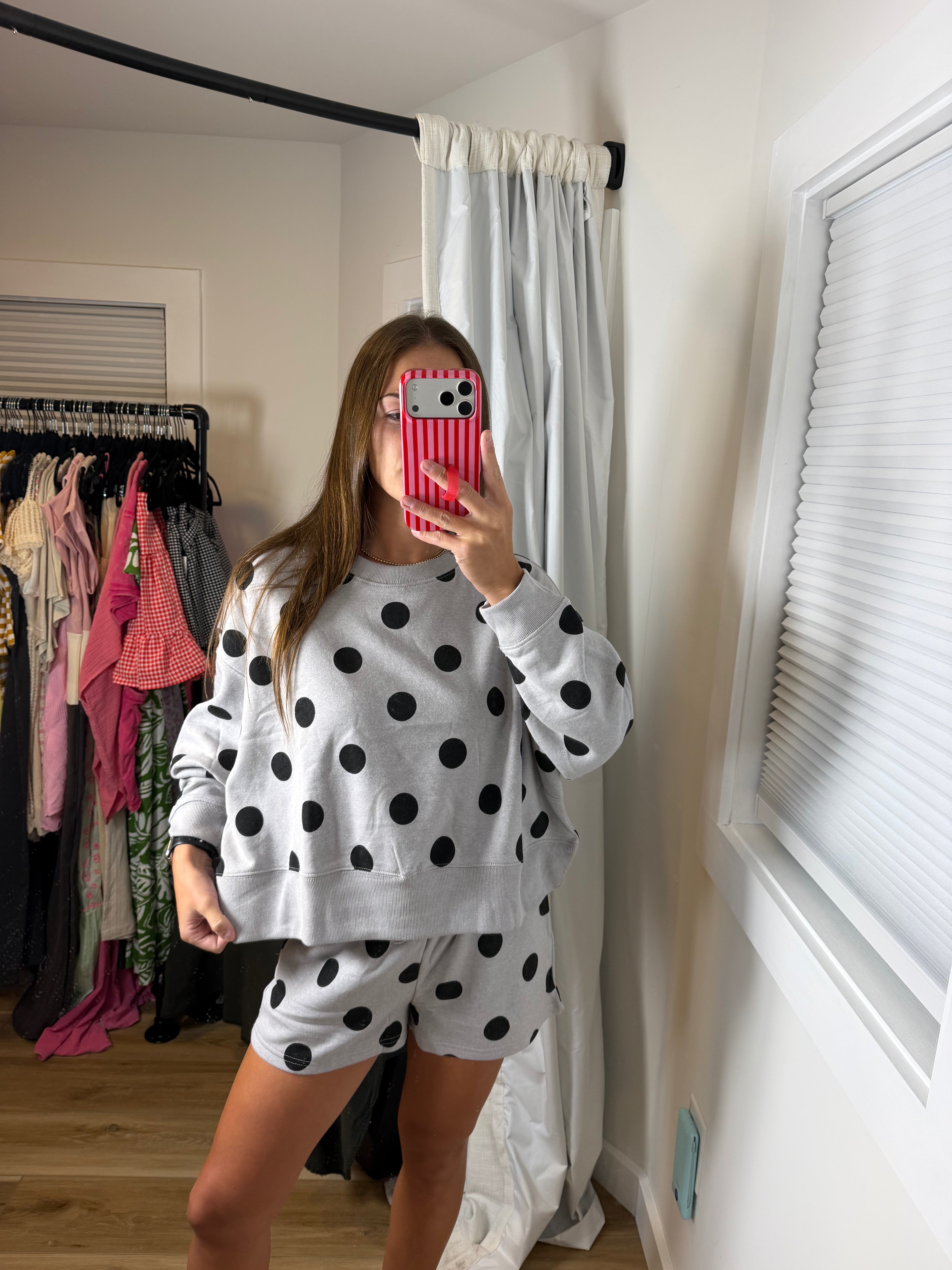 Zenana Polka Dot Fleece Set