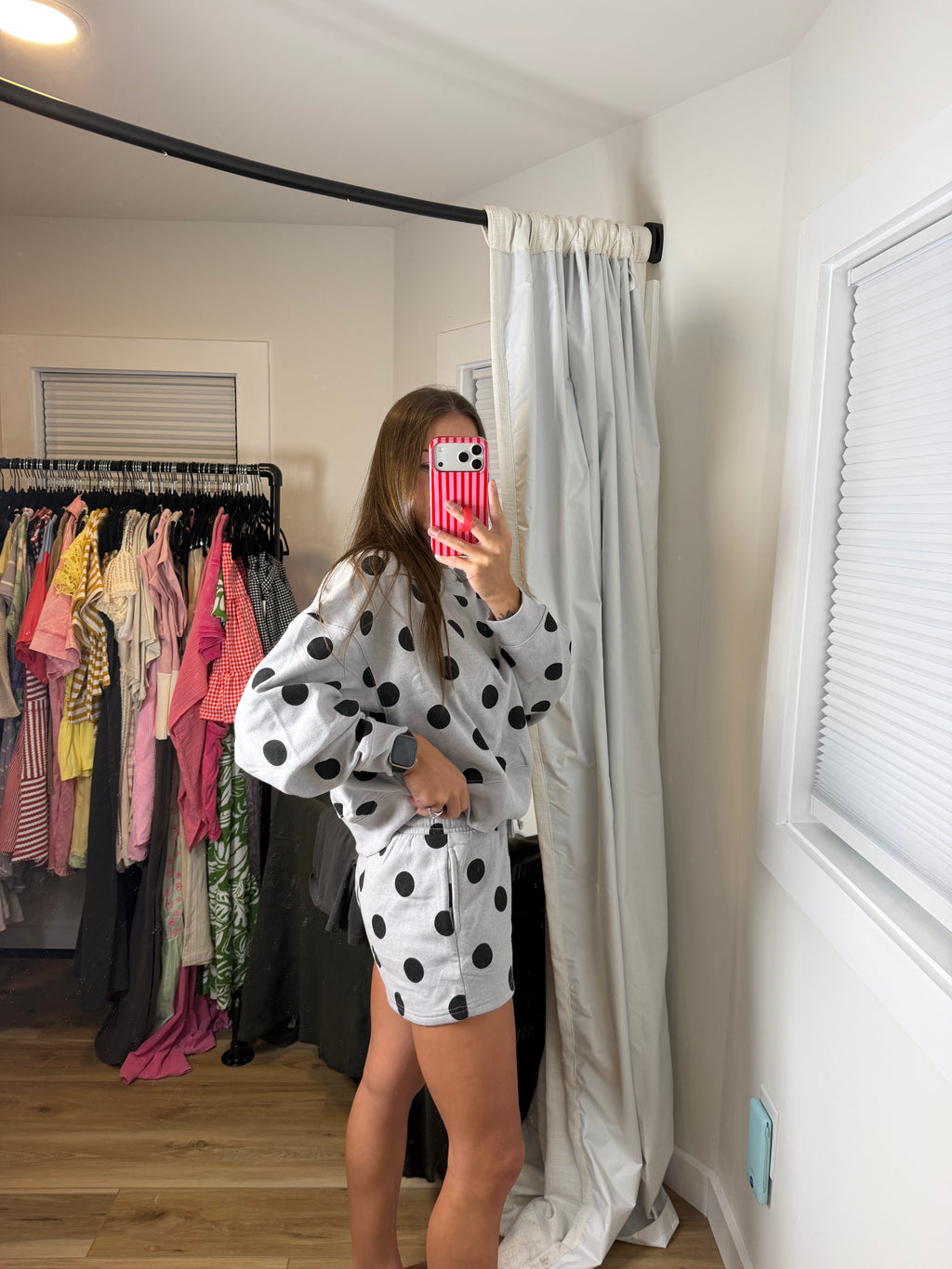 Zenana Polka Dot Fleece Set