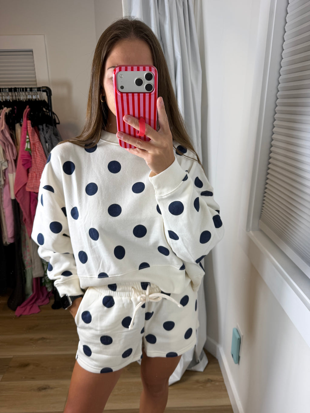 Zenana Polka Dot Fleece Set